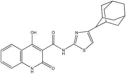 N-[4-(2-adamantyl)-1,3-thiazol-2-yl]-4-hydroxy-2-oxo-1,2-dihydro-3-quinolinecarboxamide Struktur