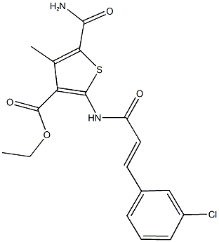 ethyl 5-(aminocarbonyl)-2-{[3-(3-chlorophenyl)acryloyl]amino}-4-methyl-3-thiophenecarboxylate Struktur