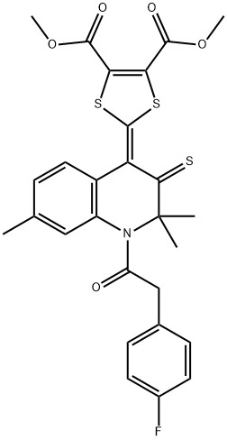 dimethyl 2-(1-[(4-fluorophenyl)acetyl]-2,2,7-trimethyl-3-thioxo-2,3-dihydro-4(1H)-quinolinylidene)-1,3-dithiole-4,5-dicarboxylate Structure