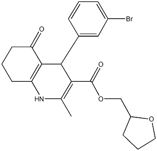 tetrahydro-2-furanylmethyl 4-(3-bromophenyl)-2-methyl-5-oxo-1,4,5,6,7,8-hexahydro-3-quinolinecarboxylate Structure