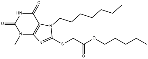 pentyl [(7-heptyl-3-methyl-2,6-dioxo-2,3,6,7-tetrahydro-1H-purin-8-yl)sulfanyl]acetate 结构式