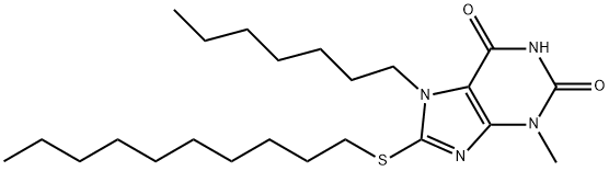 8-(decylsulfanyl)-7-heptyl-3-methyl-3,7-dihydro-1H-purine-2,6-dione Struktur