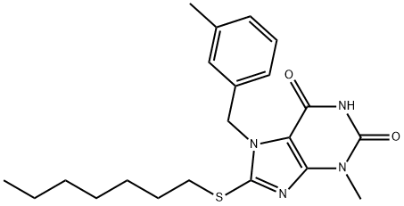 8-(heptylsulfanyl)-3-methyl-7-(3-methylbenzyl)-3,7-dihydro-1H-purine-2,6-dione 结构式