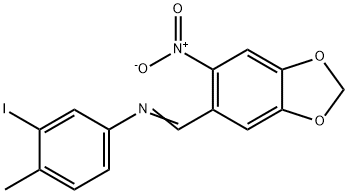 3-iodo-4-methyl-N-[(6-nitro-1,3-benzodioxol-5-yl)methylene]aniline 结构式