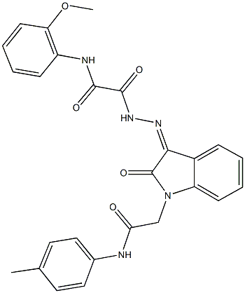 N-(2-methoxyphenyl)-2-oxo-2-(2-{2-oxo-1-[2-oxo-2-(4-toluidino)ethyl]-1,2-dihydro-3H-indol-3-ylidene}hydrazino)acetamide,304461-29-8,结构式