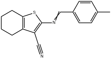 2-[(4-methylbenzylidene)amino]-4,5,6,7-tetrahydro-1-benzothiophene-3-carbonitrile,304478-38-4,结构式