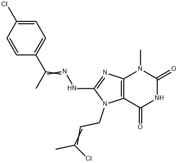 7-(3-chloro-2-butenyl)-8-{2-[1-(4-chlorophenyl)ethylidene]hydrazino}-3-methyl-3,7-dihydro-1H-purine-2,6-dione,304880-37-3,结构式