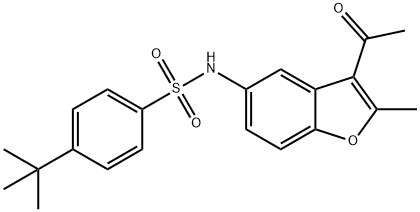 N-(3-acetyl-2-methyl-1-benzofuran-5-yl)-4-tert-butylbenzenesulfonamide Struktur