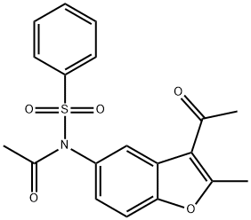 N-acetyl-N-(3-acetyl-2-methyl-1-benzofuran-5-yl)benzenesulfonamide Struktur