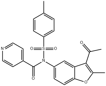 N-(3-acetyl-2-methyl-1-benzofuran-5-yl)-N-isonicotinoyl-4-methylbenzenesulfonamide Structure