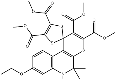 tetramethyl 8'-ethoxy-5',5'-dimethyl-5',6'-dihydrospiro[1,3-dithiole-2,1'-(1'H)-thiopyrano[2,3-c]quinoline]-2',3',4,5-tetracarboxylate Structure