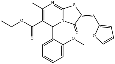 ethyl 2-(2-furylmethylene)-5-(2-methoxyphenyl)-7-methyl-3-oxo-2,3-dihydro-5H-[1,3]thiazolo[3,2-a]pyrimidine-6-carboxylate Struktur