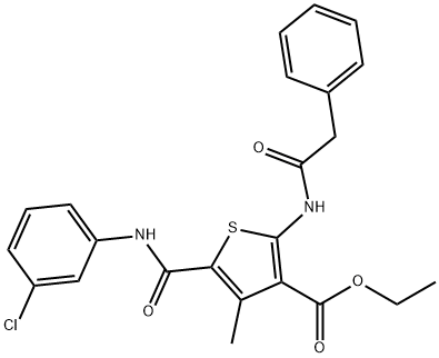 ethyl 5-[(3-chloroanilino)carbonyl]-4-methyl-2-[(phenylacetyl)amino]-3-thiophenecarboxylate Struktur