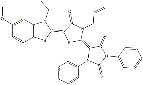 3-allyl-5-(3-ethyl-5-methoxy-1,3-benzothiazol-2(3H)-ylidene)-2-(5-oxo-1,3-diphenyl-2-thioxo-4-imidazolidinylidene)-1,3-thiazolidin-4-one|
