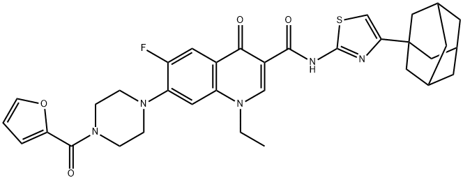 N-[4-(1-adamantyl)-1,3-thiazol-2-yl]-1-ethyl-6-fluoro-7-[4-(2-furoyl)-1-piperazinyl]-4-oxo-1,4-dihydro-3-quinolinecarboxamide Structure