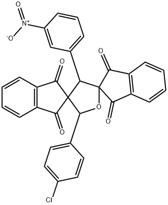 2'-(4-chlorophenyl)-4'-(3-nitrophenyl)-dispiro[bis[1H-indene-1,3(2H)-dione]-2,3':2'',5'-tetrahydrofuran] Structure
