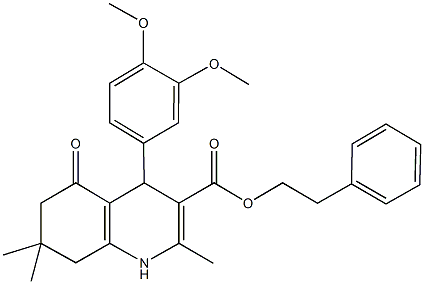 2-phenylethyl 4-(3,4-dimethoxyphenyl)-2,7,7-trimethyl-5-oxo-1,4,5,6,7,8-hexahydro-3-quinolinecarboxylate Structure
