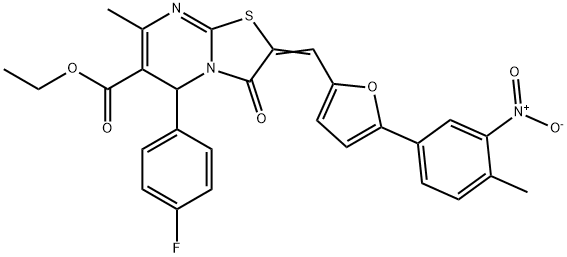 ethyl 5-(4-fluorophenyl)-2-[(5-{3-nitro-4-methylphenyl}-2-furyl)methylene]-7-methyl-3-oxo-2,3-dihydro-5H-[1,3]thiazolo[3,2-a]pyrimidine-6-carboxylate|