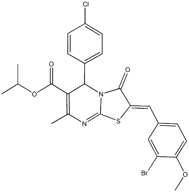 isopropyl 2-(3-bromo-4-methoxybenzylidene)-5-(4-chlorophenyl)-7-methyl-3-oxo-2,3-dihydro-5H-[1,3]thiazolo[3,2-a]pyrimidine-6-carboxylate Struktur