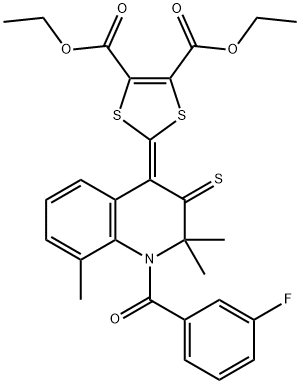 307340-09-6 diethyl 2-(1-[(3-fluorophenyl)carbonyl]-2,2,8-trimethyl-3-thioxo-2,3-dihydroquinolin-4(1H)-ylidene)-1,3-dithiole-4,5-dicarboxylate