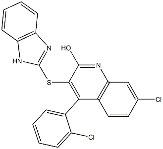 3-(1H-benzimidazol-2-ylsulfanyl)-7-chloro-4-(2-chlorophenyl)-2-quinolinol Structure