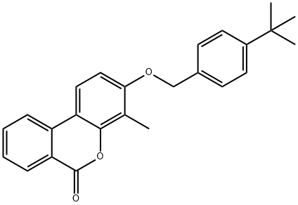 3-[(4-tert-butylbenzyl)oxy]-4-methyl-6H-benzo[c]chromen-6-one Struktur
