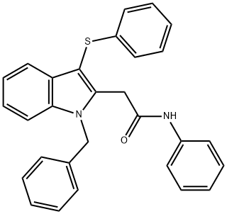 2-[1-benzyl-3-(phenylsulfanyl)-1H-indol-2-yl]-N-phenylacetamide,309271-00-9,结构式