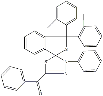 phenyl[1,1-bis(2-methylphenyl)-4'-phenyl-1,3,4',5'-tetrahydrospiro(2-benzothiophene-3,5'-[1,3,4]-thiadiazole)-2'-yl]methanone Struktur