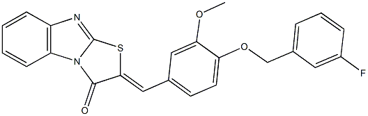 2-{4-[(3-fluorobenzyl)oxy]-3-methoxybenzylidene}[1,3]thiazolo[3,2-a]benzimidazol-3(2H)-one Structure