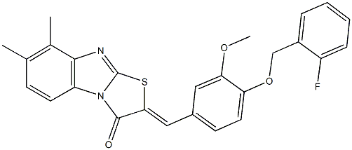 2-{4-[(2-fluorobenzyl)oxy]-3-methoxybenzylidene}-7,8-dimethyl[1,3]thiazolo[3,2-a]benzimidazol-3(2H)-one|