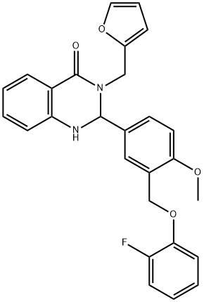 2-{3-[(2-fluorophenoxy)methyl]-4-methoxyphenyl}-3-(2-furylmethyl)-2,3-dihydro-4(1H)-quinazolinone Structure