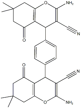 2-amino-4-[4-(2-amino-3-cyano-7,7-dimethyl-5-oxo-5,6,7,8-tetrahydro-4H-chromen-4-yl)phenyl]-7,7-dimethyl-5-oxo-5,6,7,8-tetrahydro-4H-chromene-3-carbonitrile,309927-27-3,结构式