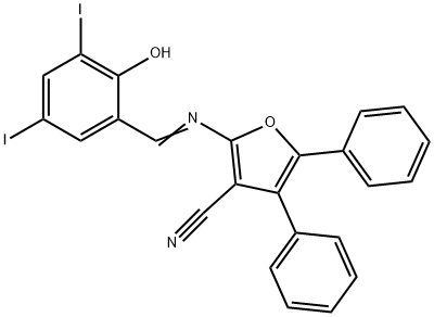 2-[(2-hydroxy-3,5-diiodobenzylidene)amino]-4,5-diphenyl-3-furonitrile Structure
