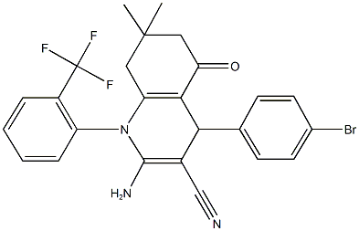 2-amino-4-(4-bromophenyl)-7,7-dimethyl-5-oxo-1-[2-(trifluoromethyl)phenyl]-1,4,5,6,7,8-hexahydro-3-quinolinecarbonitrile,311328-70-8,结构式