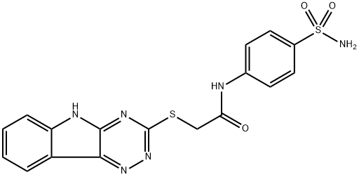 N-[4-(aminosulfonyl)phenyl]-2-(5H-[1,2,4]triazino[5,6-b]indol-3-ylsulfanyl)acetamide 化学構造式