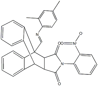 1-{(E)-[(2,4-dimethylphenyl)imino]methyl}-17-{2-[hydroxy(oxido)amino]phenyl}-17-azapentacyclo[6.6.5.0~2,7~.0~9,14~.0~15,19~]nonadeca-2,4,6,9,11,13-hexaene-16,18-dione Struktur