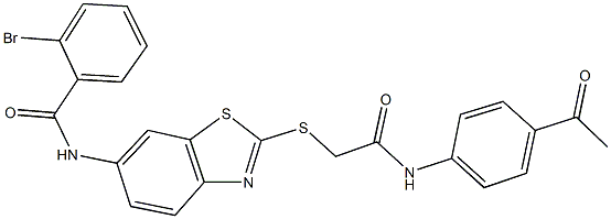 N-(2-{[2-(4-acetylanilino)-2-oxoethyl]sulfanyl}-1,3-benzothiazol-6-yl)-2-bromobenzamide Struktur