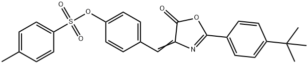 4-[(2-(4-tert-butylphenyl)-5-oxo-1,3-oxazol-4(5H)-ylidene)methyl]phenyl 4-methylbenzenesulfonate Struktur