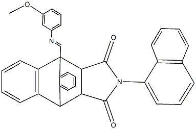 1-{(E)-[(3-methoxyphenyl)imino]methyl}-17-(1-naphthyl)-17-azapentacyclo[6.6.5.0~2,7~.0~9,14~.0~15,19~]nonadeca-2,4,6,9,11,13-hexaene-16,18-dione Structure