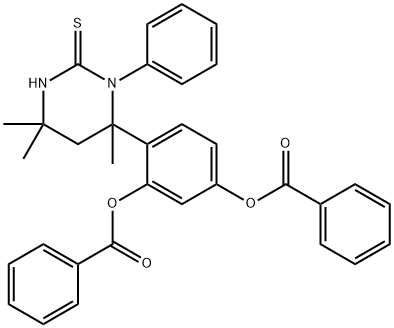 5-(benzoyloxy)-2-(4,6,6-trimethyl-3-phenyl-2-thioxohexahydro-4-pyrimidinyl)phenyl benzoate Structure
