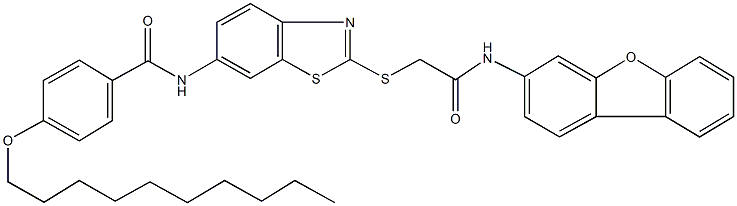 4-(decyloxy)-N-(2-{[2-(dibenzo[b,d]furan-3-ylamino)-2-oxoethyl]sulfanyl}-1,3-benzothiazol-6-yl)benzamide Structure