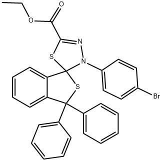 ethyl 4'-(4-bromophenyl)-1,1-diphenyl-1,3,4',5'-tetrahydrospiro(2-benzothiophene-3,5'-[1,3,4]-thiadiazole)-2'-carboxylate Structure
