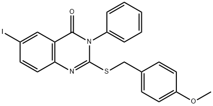 6-iodo-2-[(4-methoxybenzyl)sulfanyl]-3-phenyl-4(3H)-quinazolinone 结构式