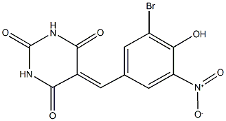 5-{3-bromo-4-hydroxy-5-nitrobenzylidene}-2,4,6(1H,3H,5H)-pyrimidinetrione Structure