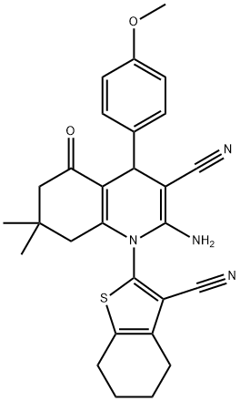 2-amino-1-(3-cyano-4,5,6,7-tetrahydro-1-benzothiophen-2-yl)-4-(4-methoxyphenyl)-7,7-dimethyl-5-oxo-1,4,5,6,7,8-hexahydro-3-quinolinecarbonitrile