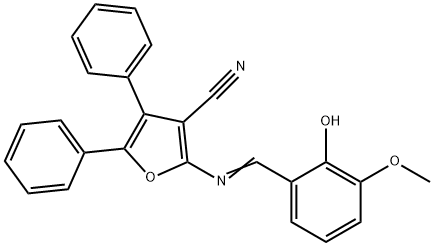 2-[(2-hydroxy-3-methoxybenzylidene)amino]-4,5-diphenyl-3-furonitrile Structure