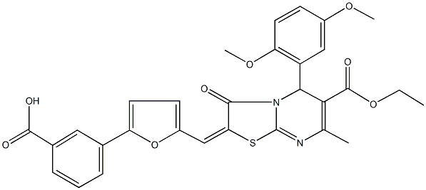 312495-81-1 3-{5-[(5-(2,5-dimethoxyphenyl)-6-(ethoxycarbonyl)-7-methyl-3-oxo-5H-[1,3]thiazolo[3,2-a]pyrimidin-2(3H)-ylidene)methyl]-2-furyl}benzoic acid