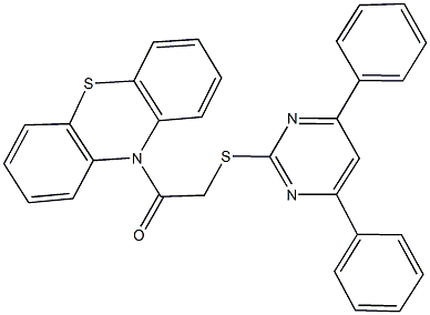 10-{[(4,6-diphenyl-2-pyrimidinyl)sulfanyl]acetyl}-10H-phenothiazine,312515-00-7,结构式
