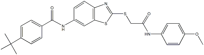 4-tert-butyl-N-(2-{[2-(4-methoxyanilino)-2-oxoethyl]sulfanyl}-1,3-benzothiazol-6-yl)benzamide Struktur