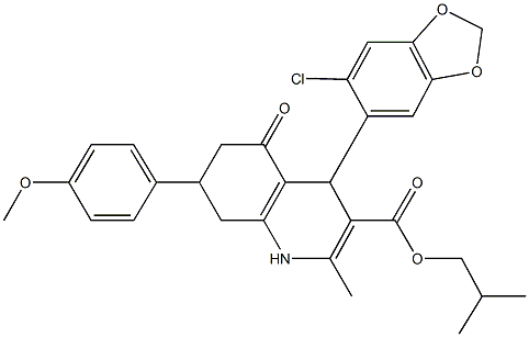312527-11-0 isobutyl 4-(6-chloro-1,3-benzodioxol-5-yl)-7-(4-methoxyphenyl)-2-methyl-5-oxo-1,4,5,6,7,8-hexahydro-3-quinolinecarboxylate